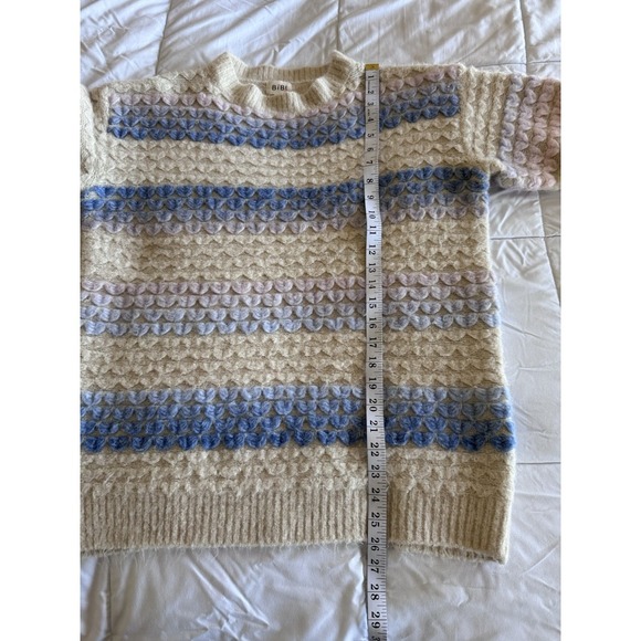 BiBi Sweater Womens X-Large Pullover Heart Cream Blue Purple Extra Soft - Picture 5 of 9